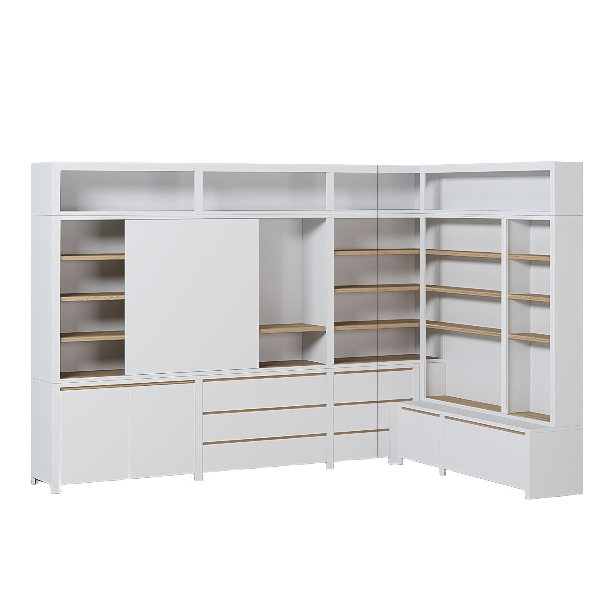 Grande Bibliothèque Rangement Chêne Massif Blanc | Chêne LIGNART