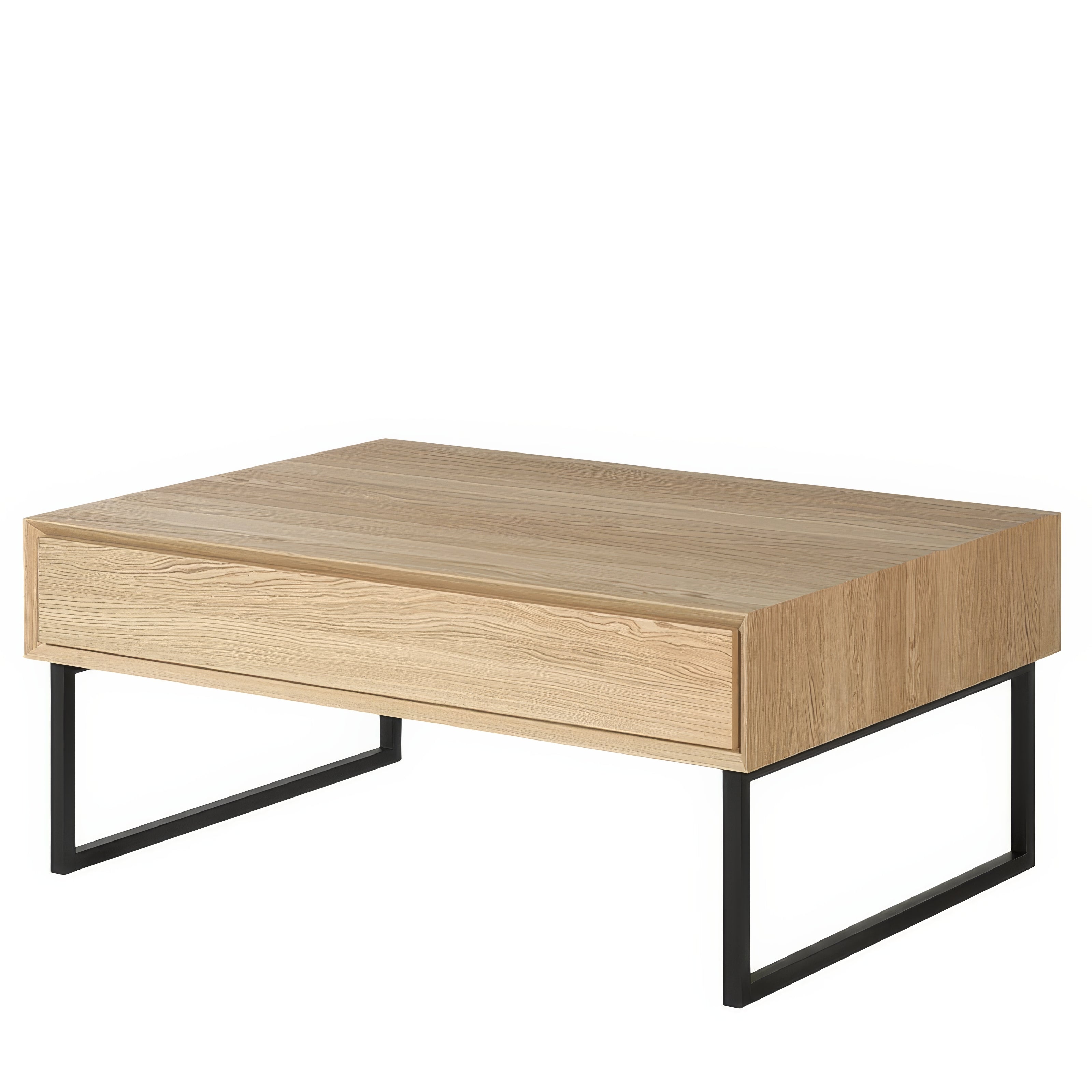 Table Basse Chêne Massif Tiroir Métal | Chêne LIGNART