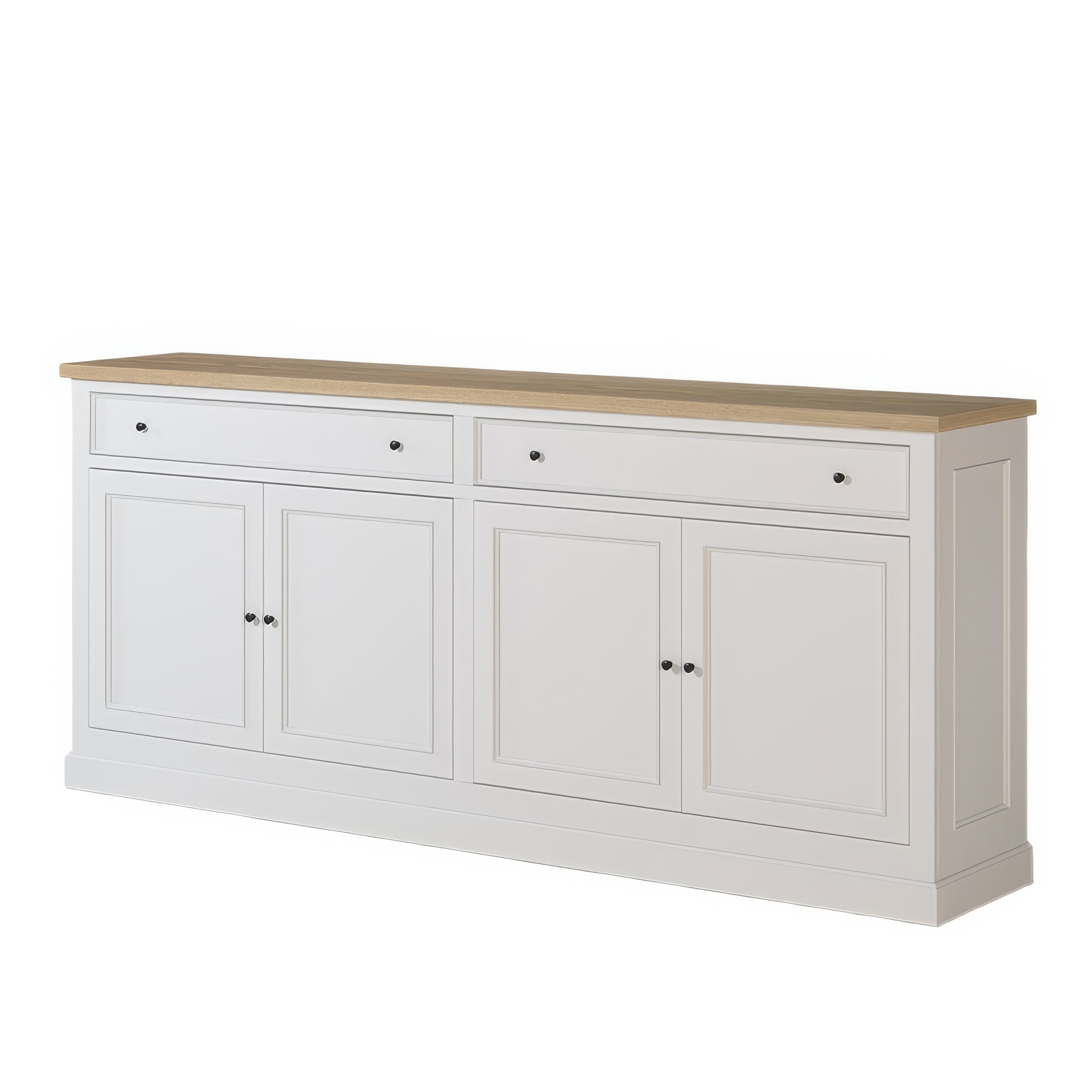 Buffet Élégant Blanc Chêne Clair Rangement | Chêne LIGNART