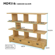 Bibliothèque ouverte en Bois MassifxH126cm | LIGNART
