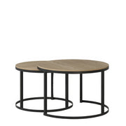 Lot 2 tables basses rondes design | Chêne LIGNART