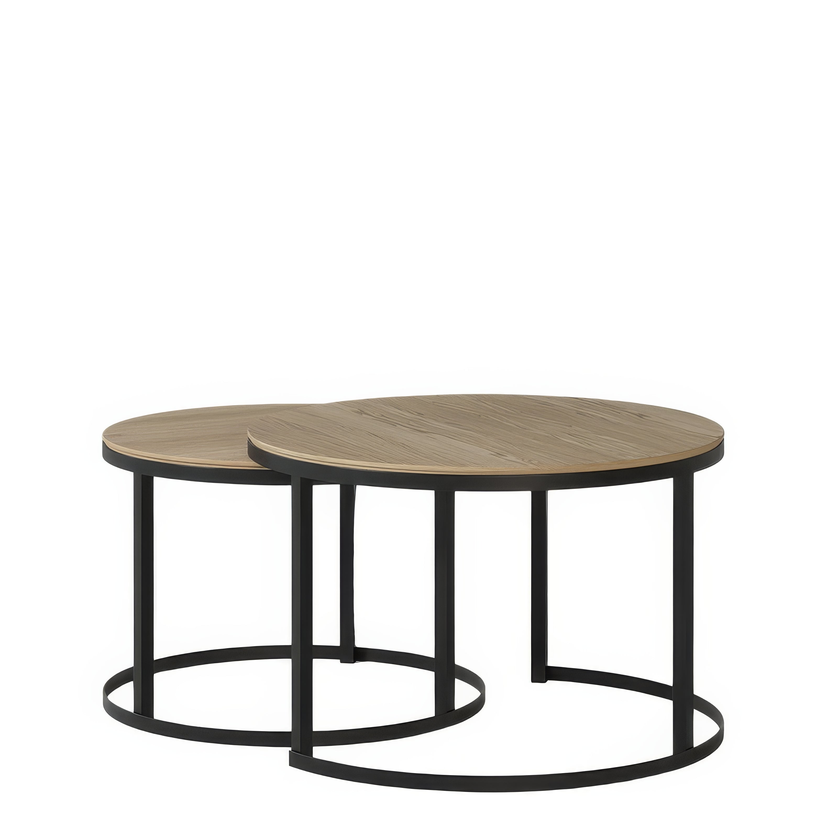 Lot 2 tables basses rondes design | Chêne LIGNART