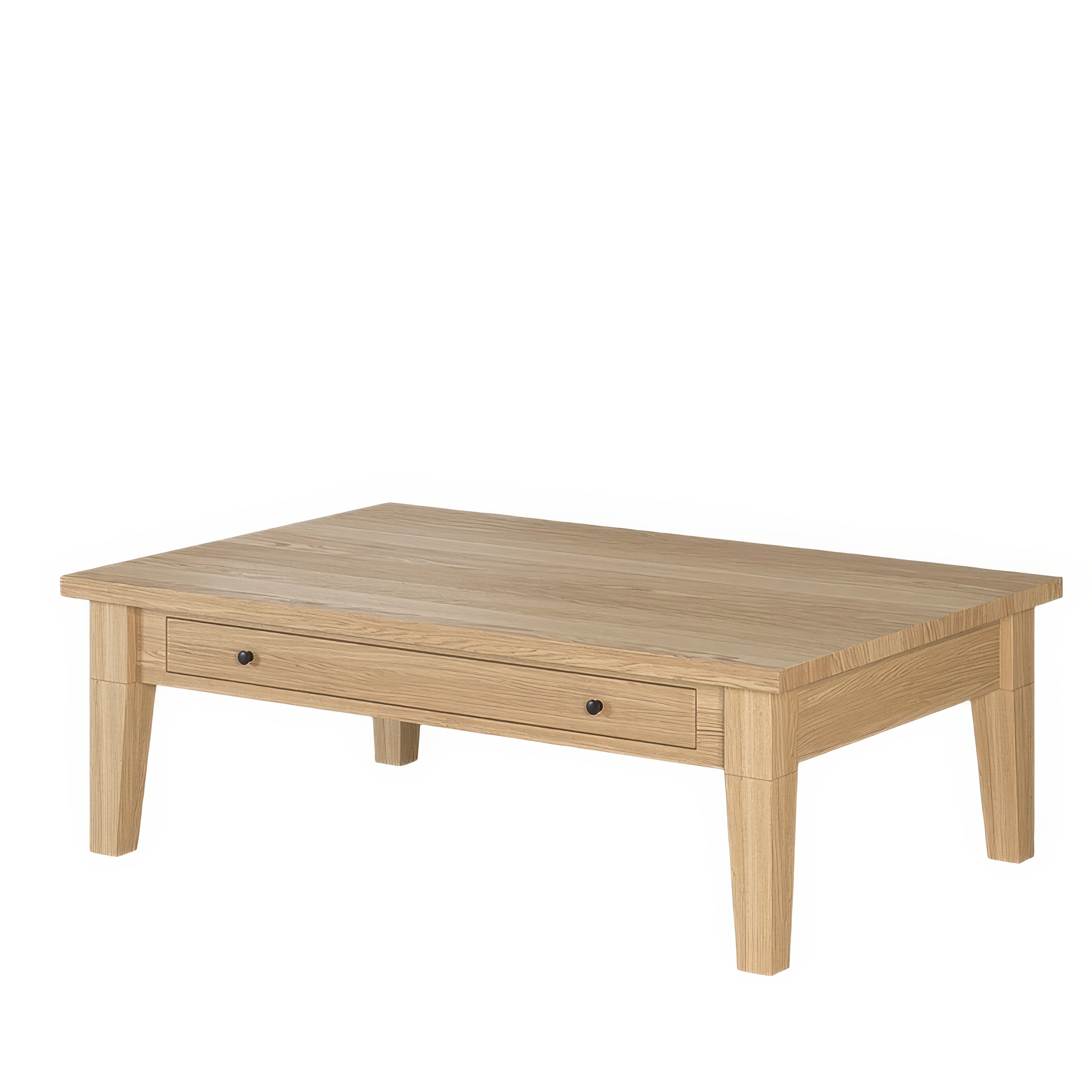 Table Basse Chêne Massif Clair avec Tiroirs | Chêne LIGNART
