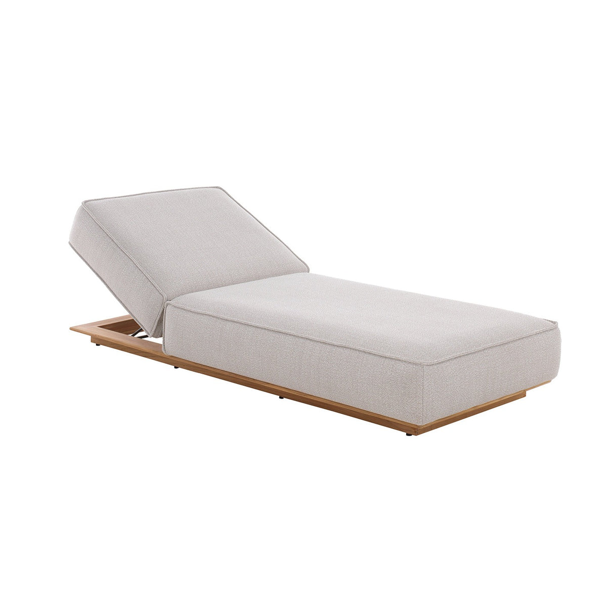 Chaise longue en teck avec coussin ecru | LIGNART