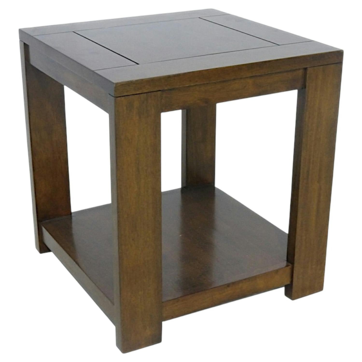 Bouts de canapé Double Plateaux Élégant en Bois Massif 50x50x55cm | LIGNART