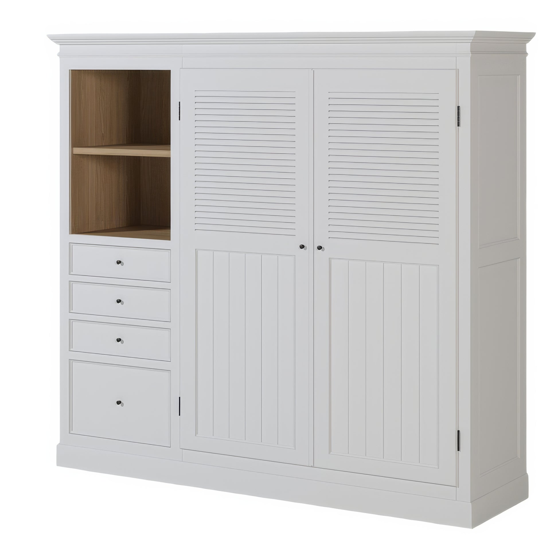 Grande Armoire Blanche Portes Persiennes | Chêne LIGNART