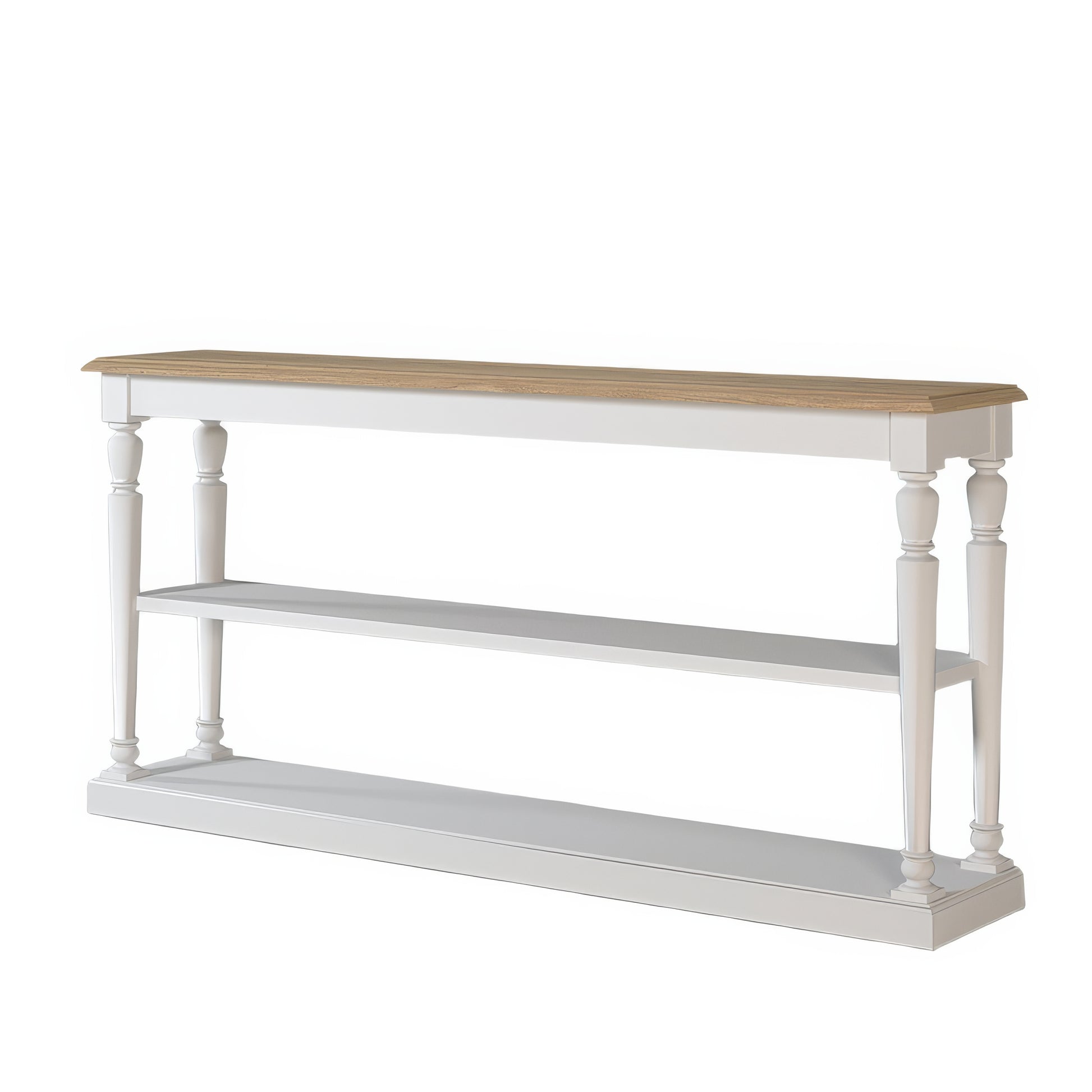 Basse Console Large Chêne Blanc Étagères | Chêne LIGNART