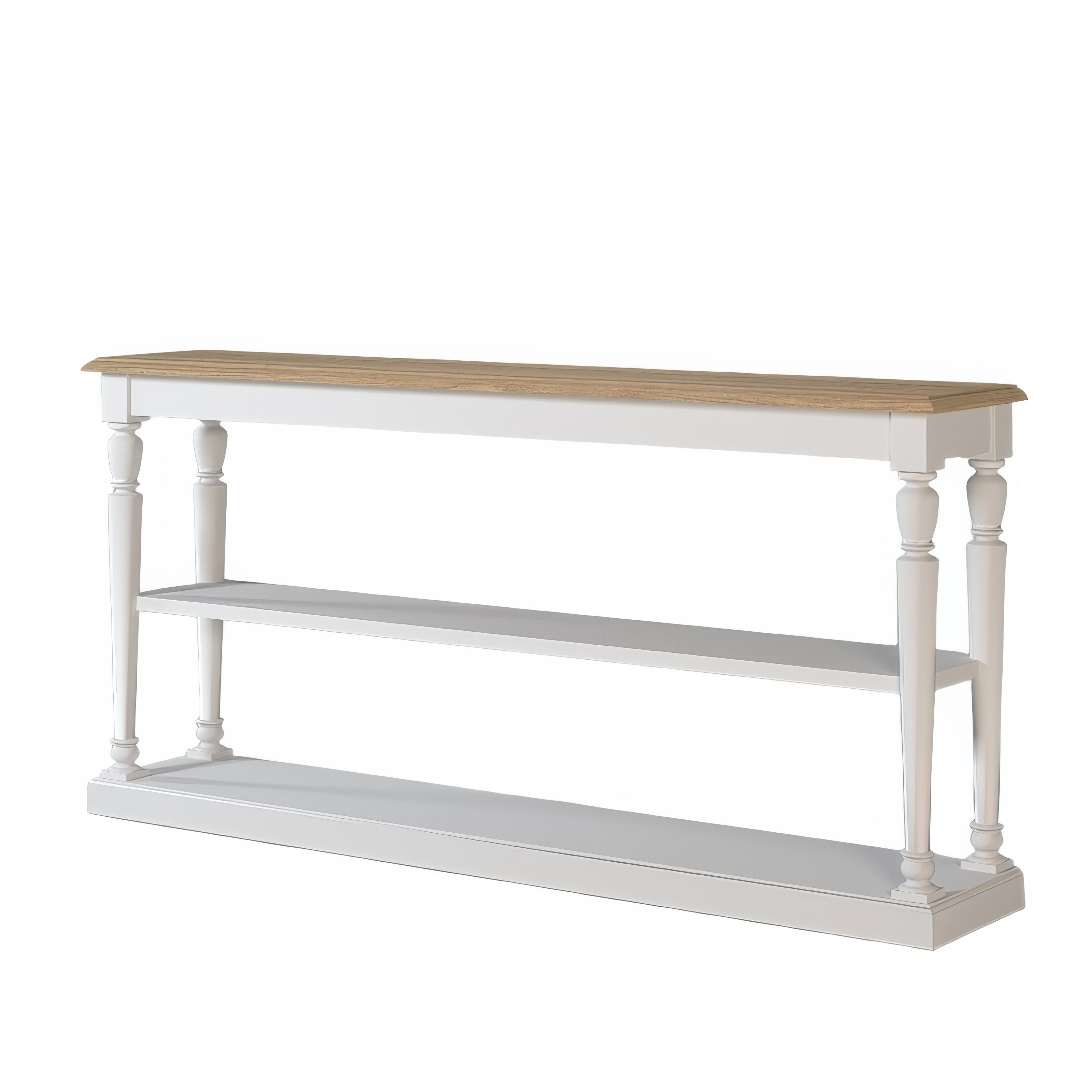 Basse Console Large Chêne Blanc Étagères | Chêne LIGNART