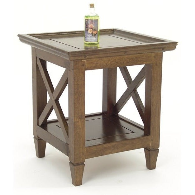 Bouts de canapé Double Plateaux Élégante en Bois Massif 45x45x50cm | LIGNART