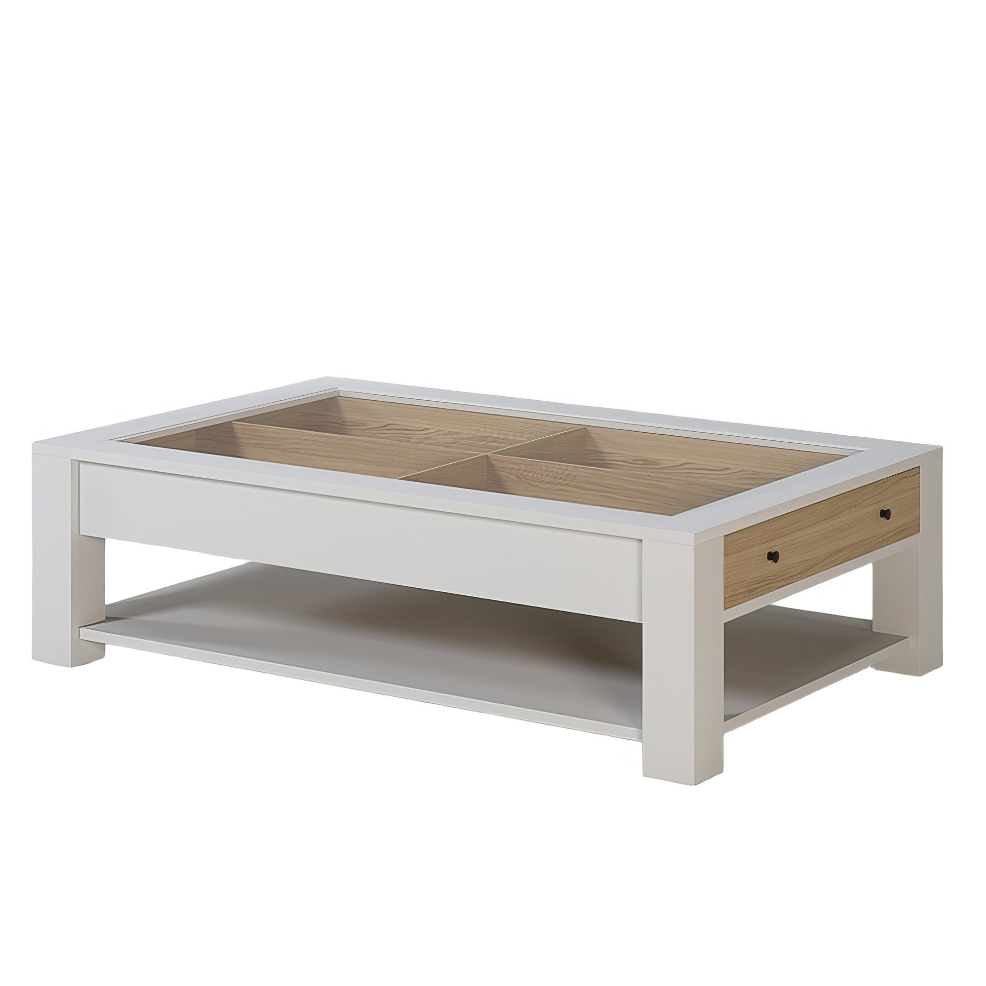 Table Basse Chêne Massif Blanc Plateau Verre | Chêne LIGNART