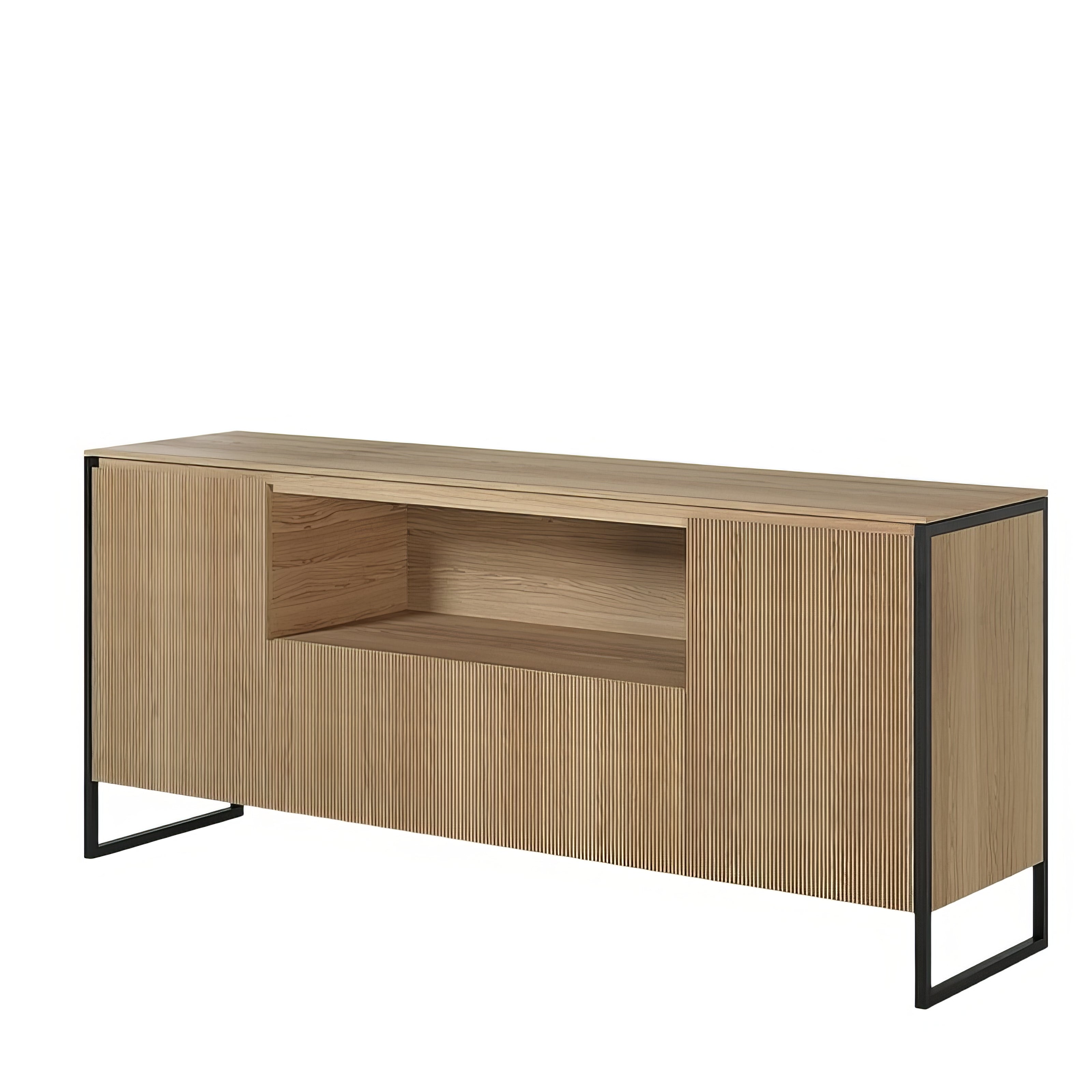 Meuble TV Chêne Clair Design Métal Noir | Chêne LIGNART