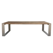 Table de jardin en teck recyclé - Structure fer brossé