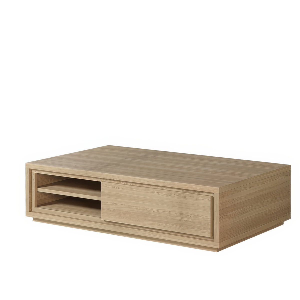 Table Basse Chêne Clair avec Tiroir et Étagère | Chêne LIGNART