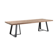 Table de jardin en teck recyclé - Frame en fer noir