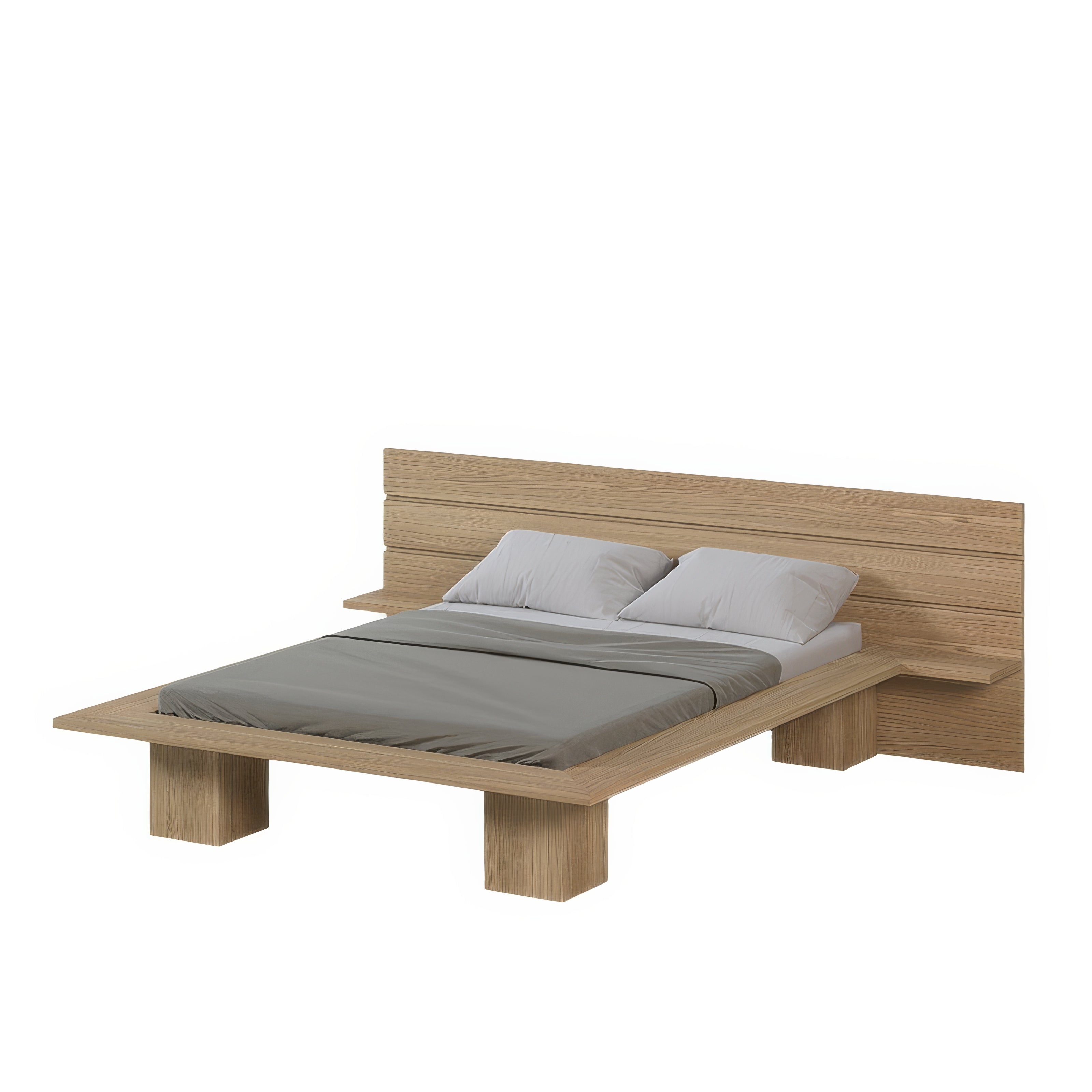 Lit Chêne Massif Tête de Lit Rangement | Chêne LIGNART