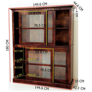 Bibliothèque 4 Portes Vitrées Coulissantes en Bois Massif | LIGNART