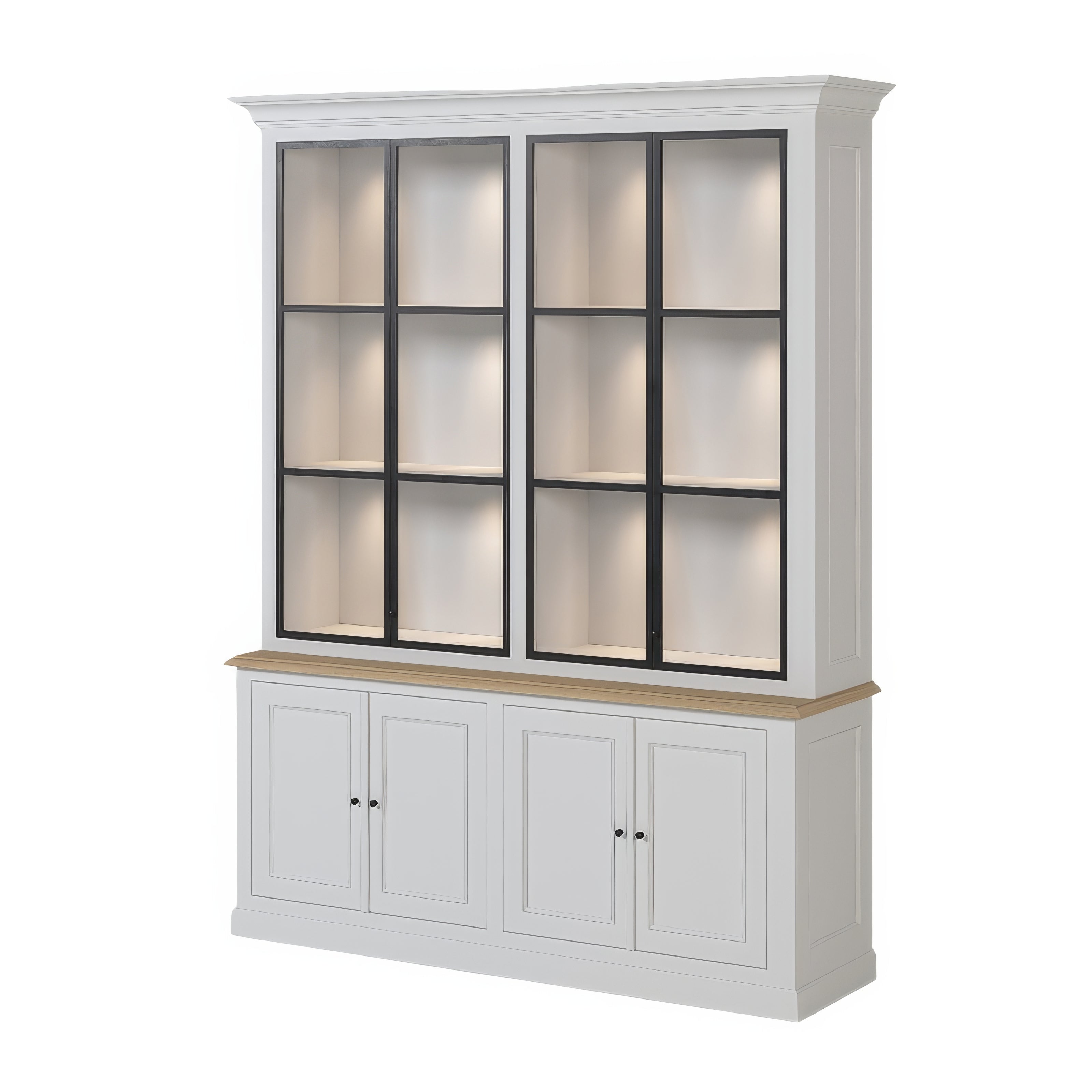 Vitrine Haute Portes Vitrées Blanches | Chêne LIGNART