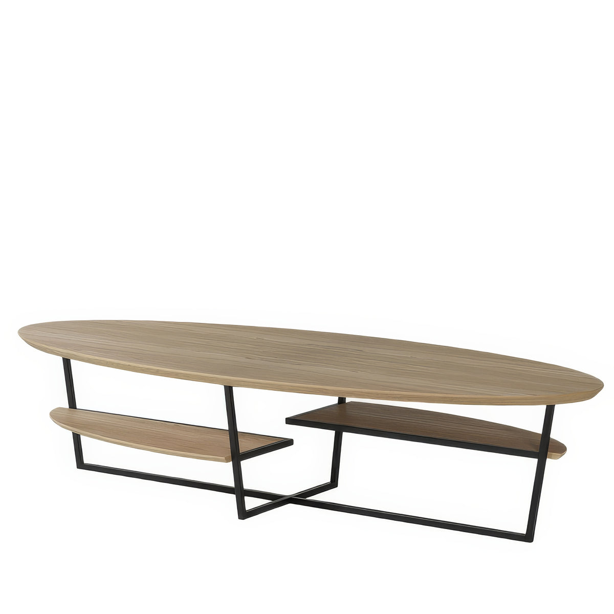 Table basse ovale chêne massif métal noir | Chêne LIGNART