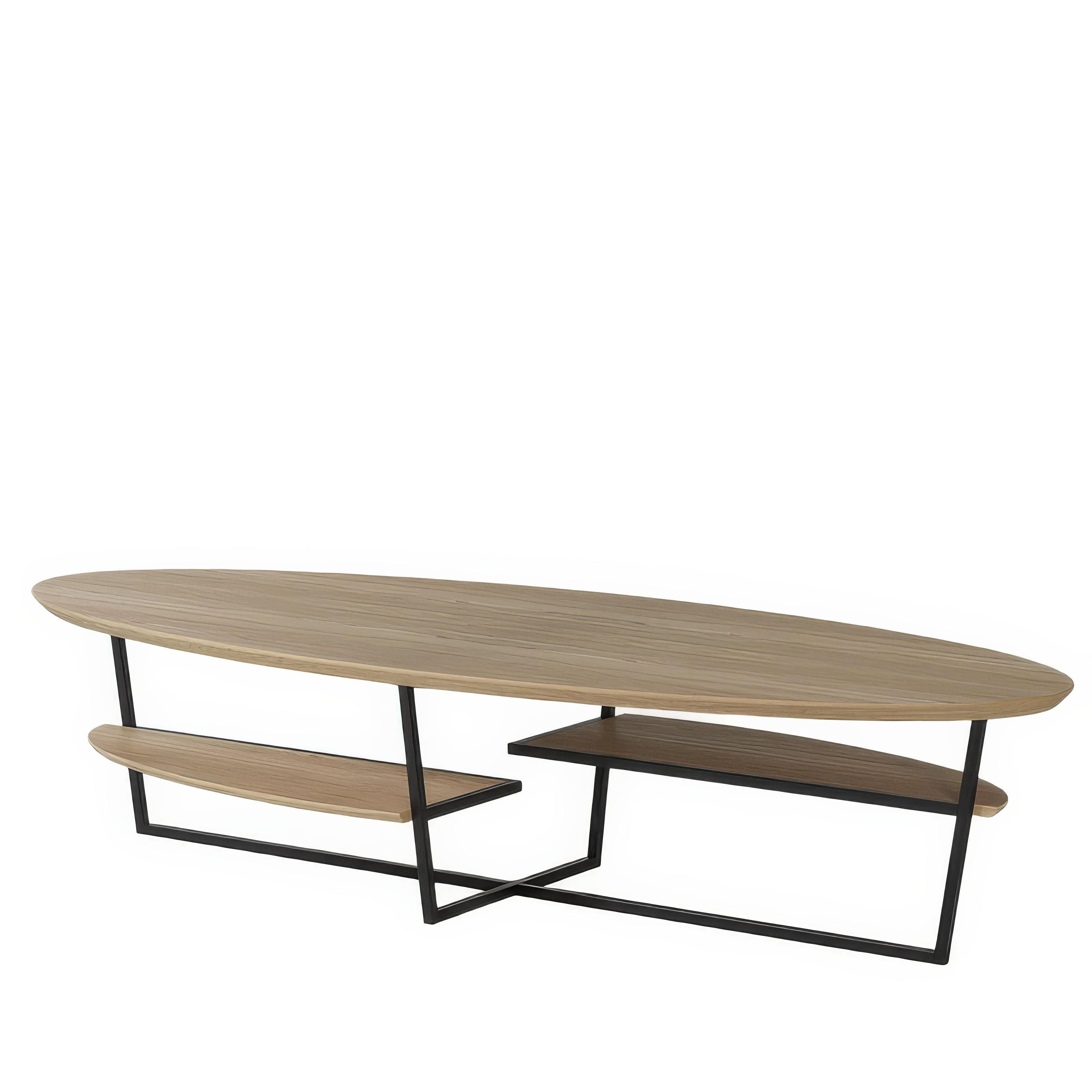 Table basse ovale chêne massif métal noir | Chêne LIGNART