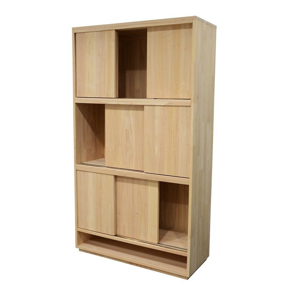 Bibliothèque à Portes Coulissantes en Bois Massif | LIGNART