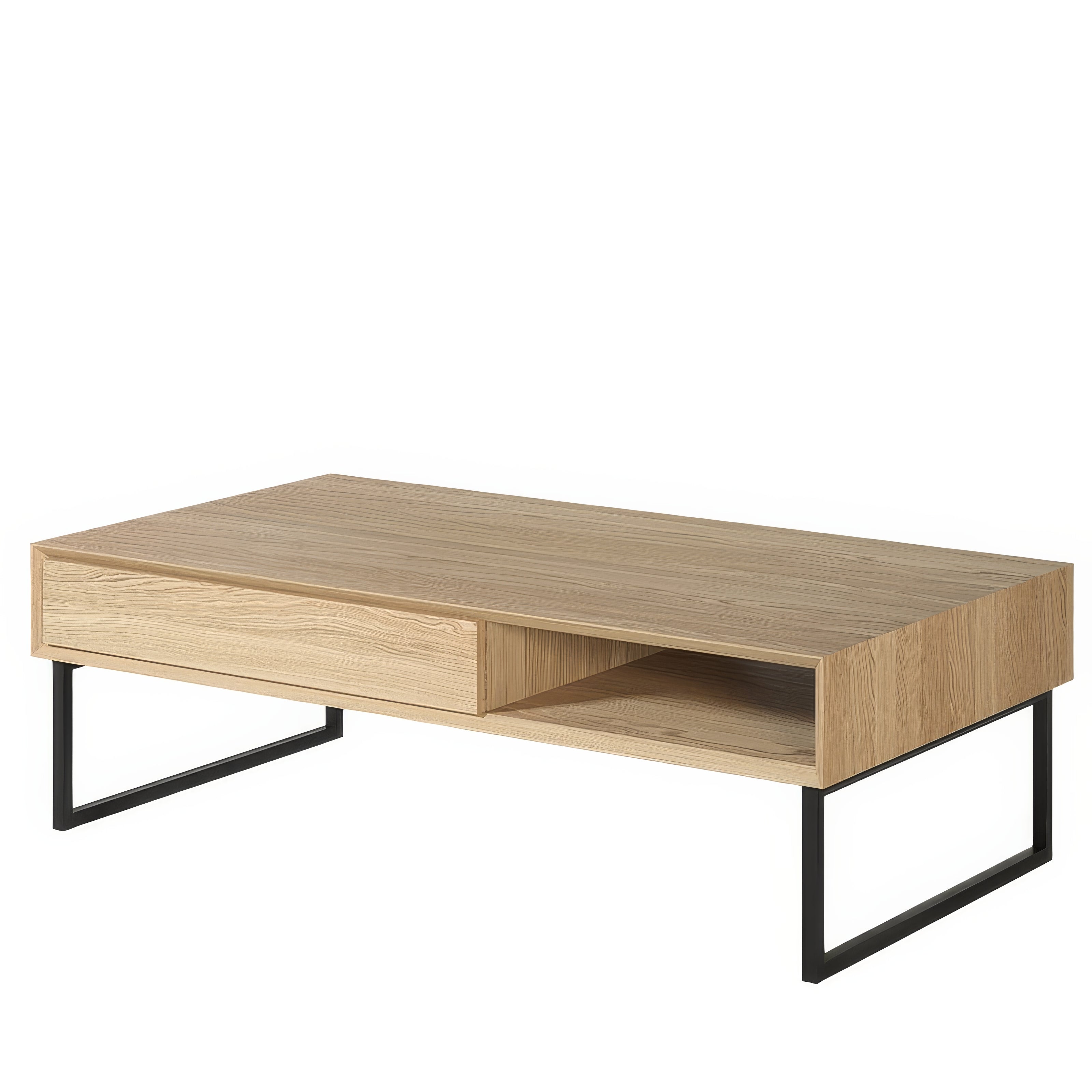 Table Basse Chêne Massif Tiroir Étagère | Chêne LIGNART