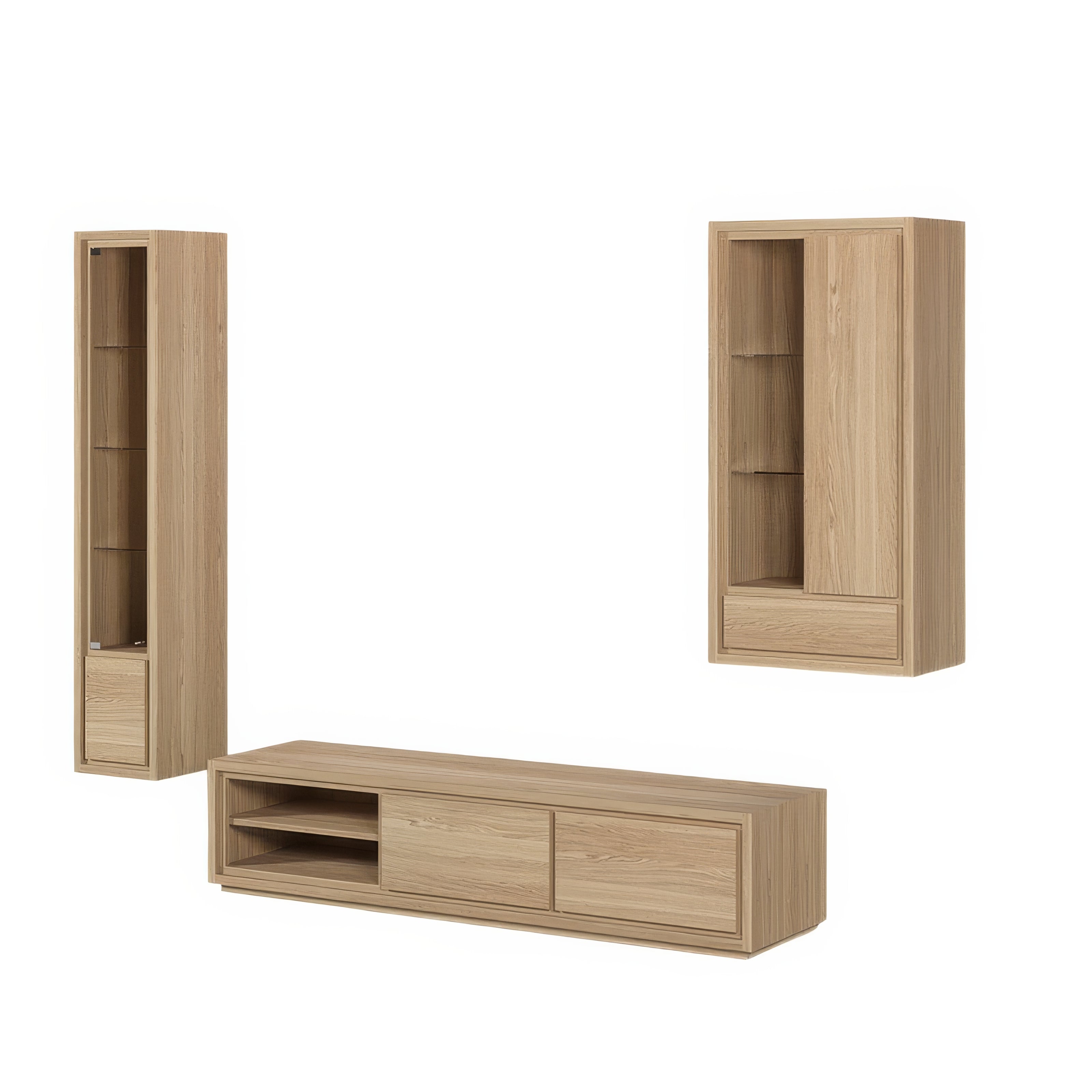 Meuble Mural Vitrine & Rangement Asymétrique | Chêne LIGNART