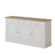 Buffet design blanc et chêne massif portes | Chêne LIGNART