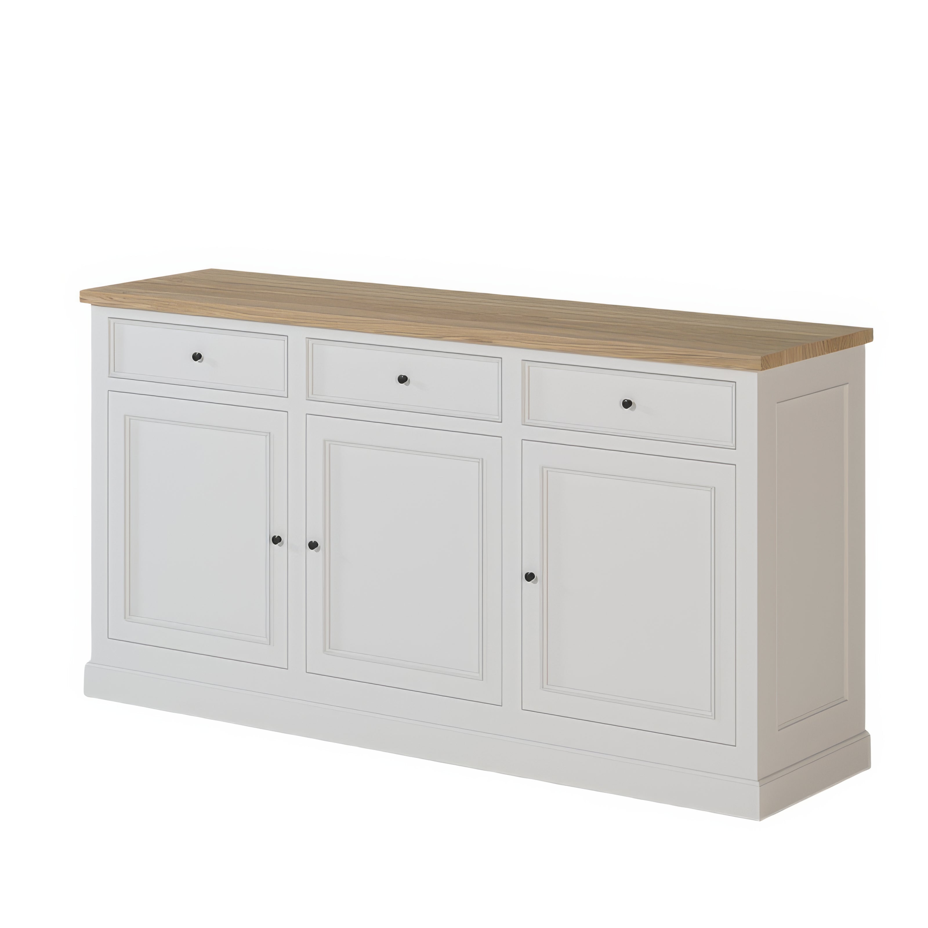 Buffet design blanc et chêne massif portes | Chêne LIGNART