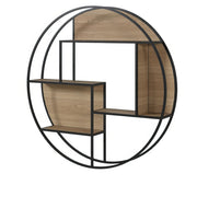 Étagère Murale Ronde Bois Métal Noir | Chêne LIGNART