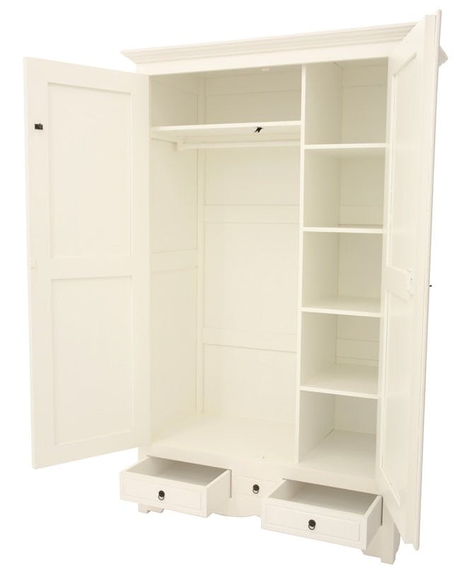 Armoire 2 portes avec penderie hévéa 120X60x195cm TRADITION