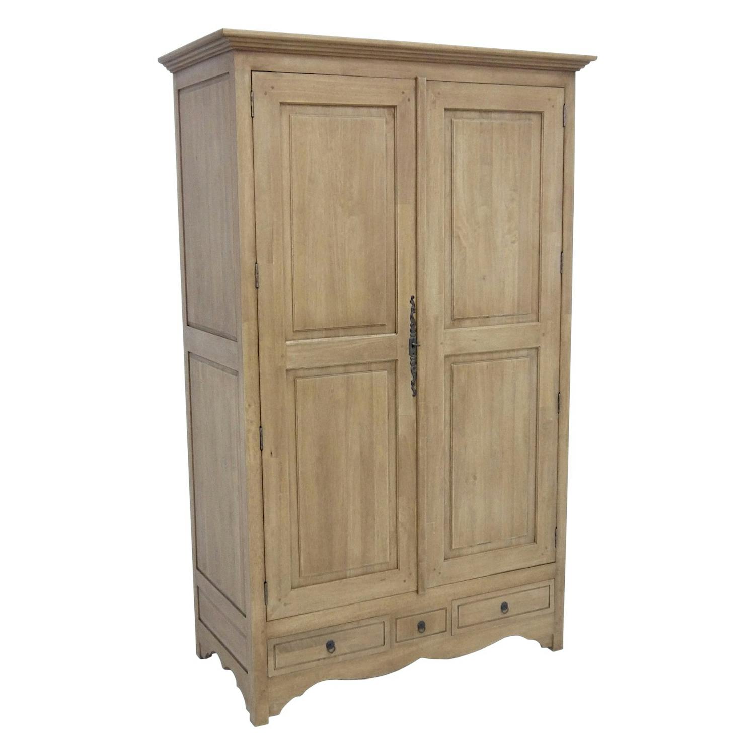 Armoire 2 portes avec penderie hévéa 120X60x195cm TRADITION