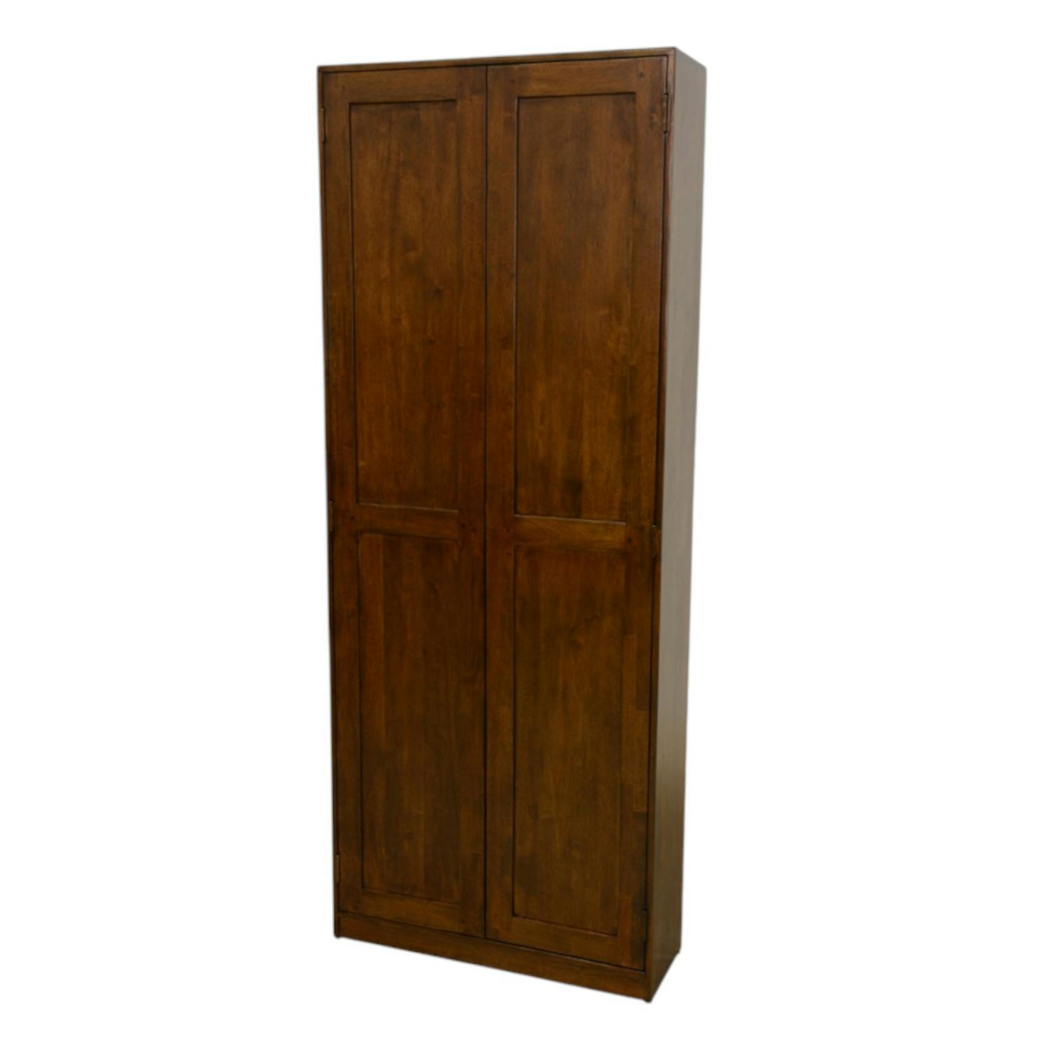 Armoire 2 portes en hévéa + étagères 190 cm TRADITION