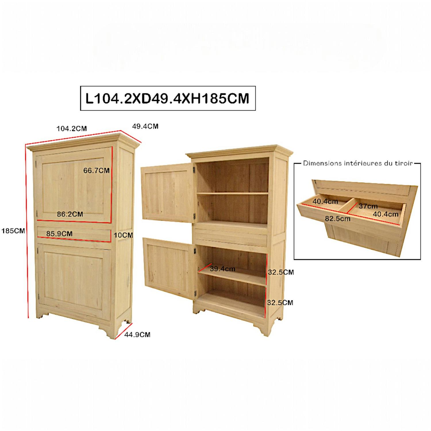 Armoire en hévéa massif - Style traditionnel