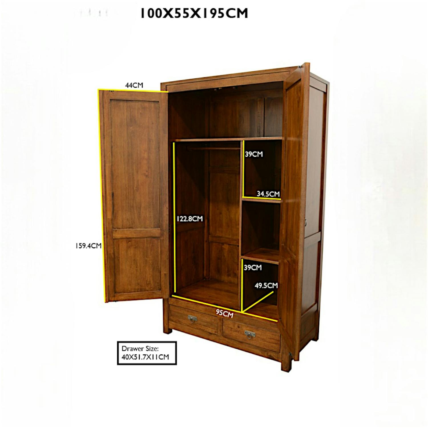 Hévéa Armoire en Hévéa massif - Style contemporain et traditionnel