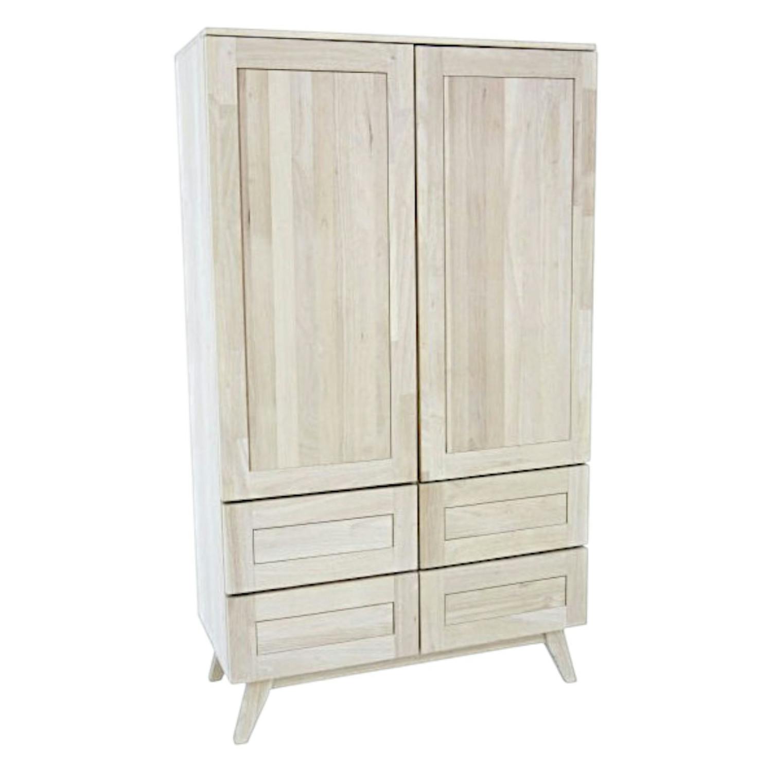 Armoire Hévéa 2 portes 4 tiroirs 90x42x154cm SIXTIES