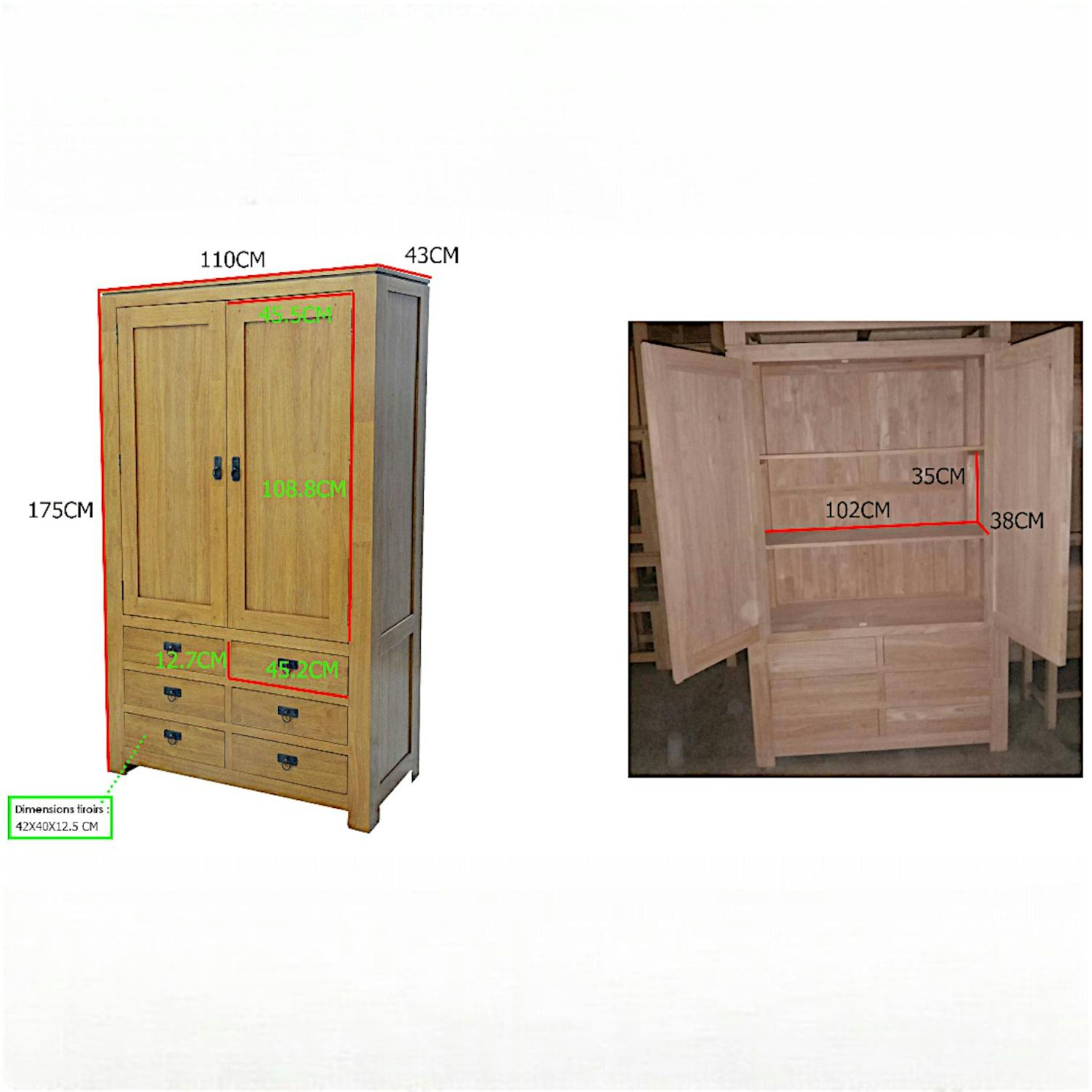 Armoire en hévéa massif - Finition blanc