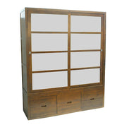 Armoire Hévéa 2 portes coulissantes, 6 tiroirs 55x180x220cm OLGA