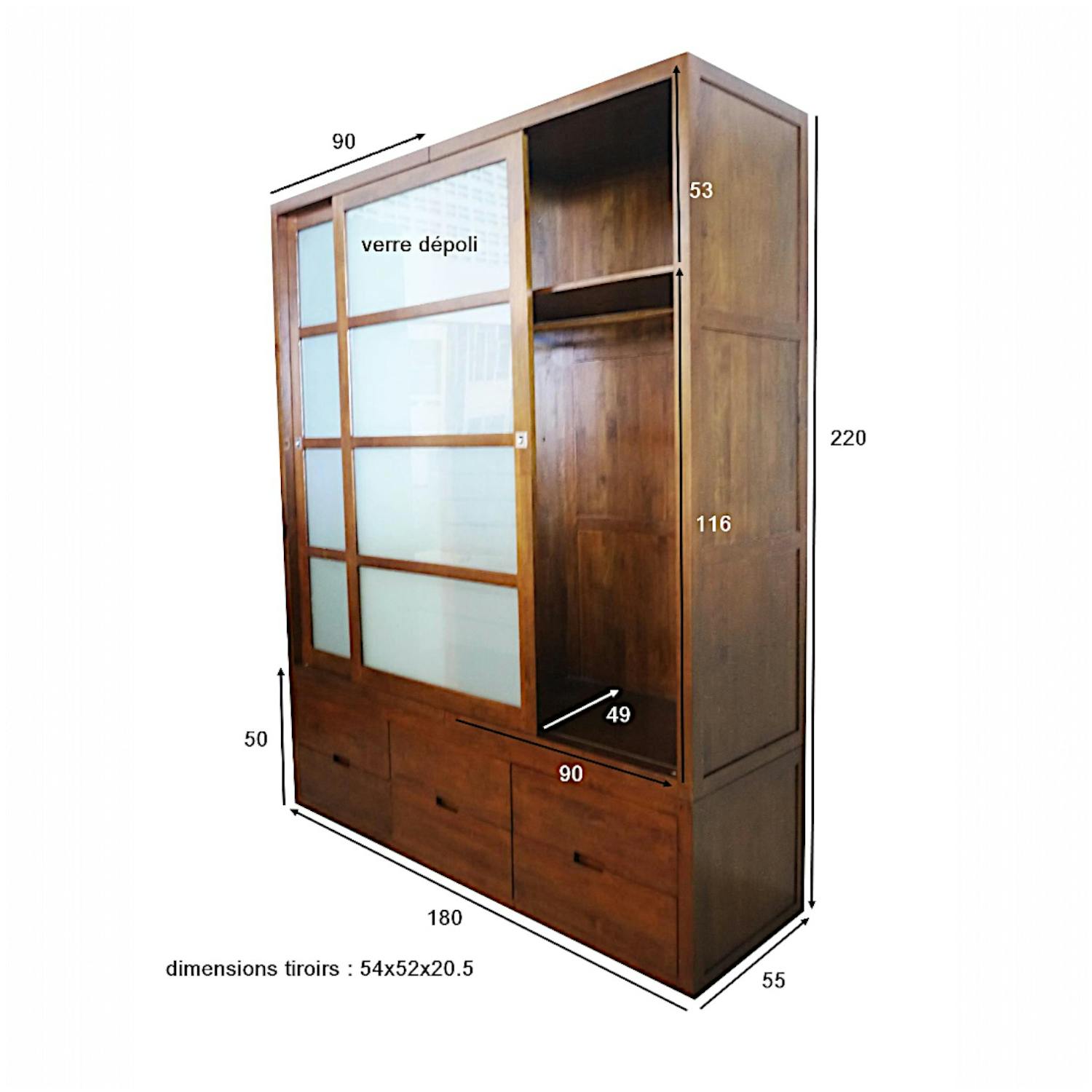 Armoire en Hévéa massif - Finition blanche