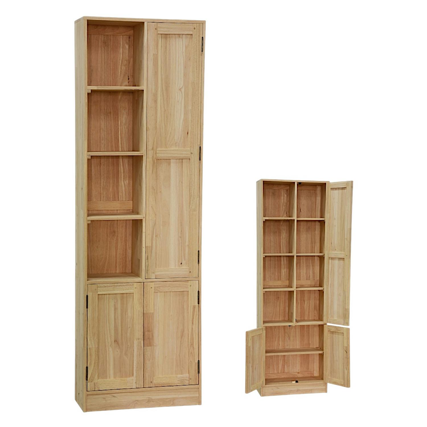 Armoire Hévéa 3 portes, dont 1 grande et 4 niches ouvertes 60x25x190cm TRADITION