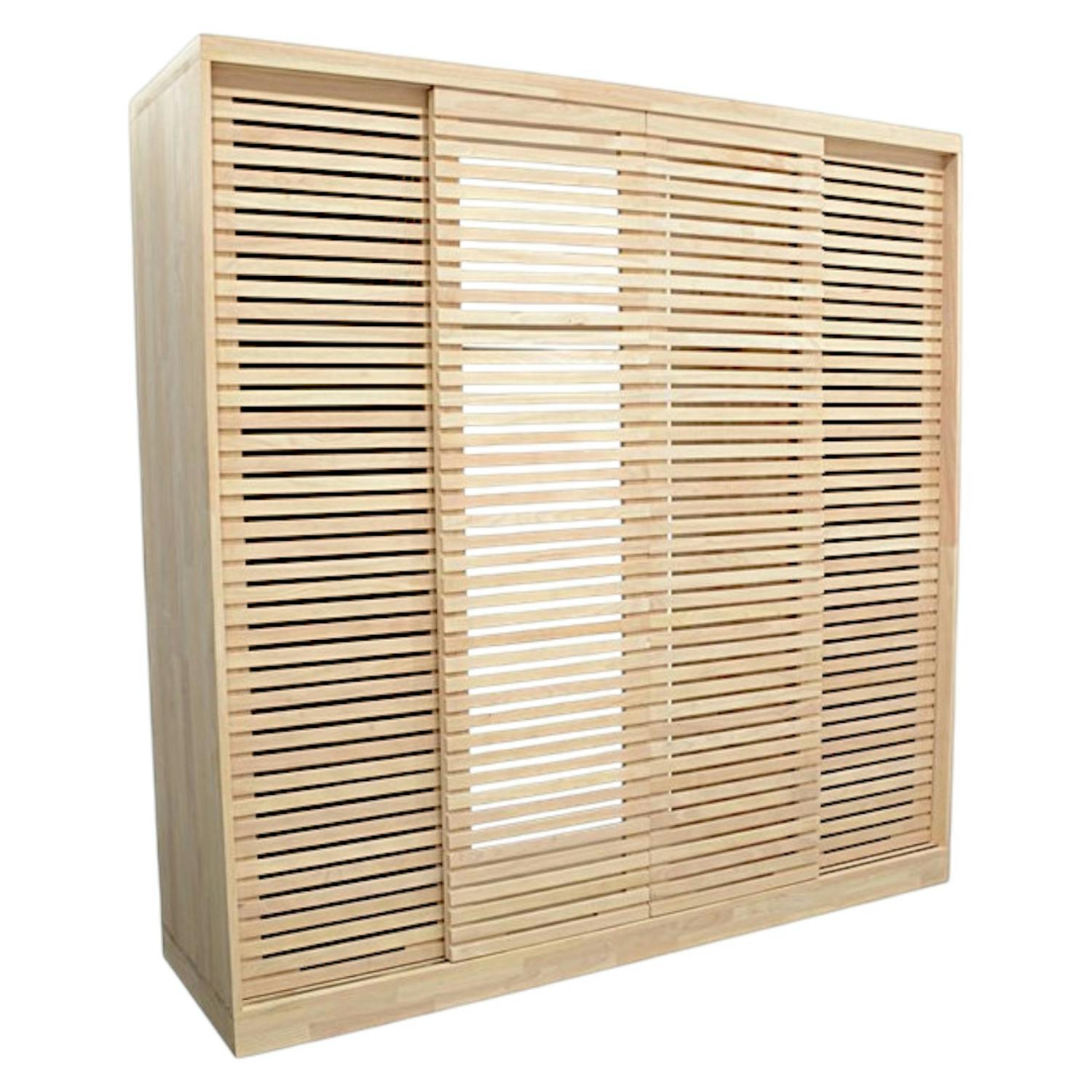 Armoire Hévéa 4 portes coulissantes Persiennes 200x60x200cm NEW ORLEANS