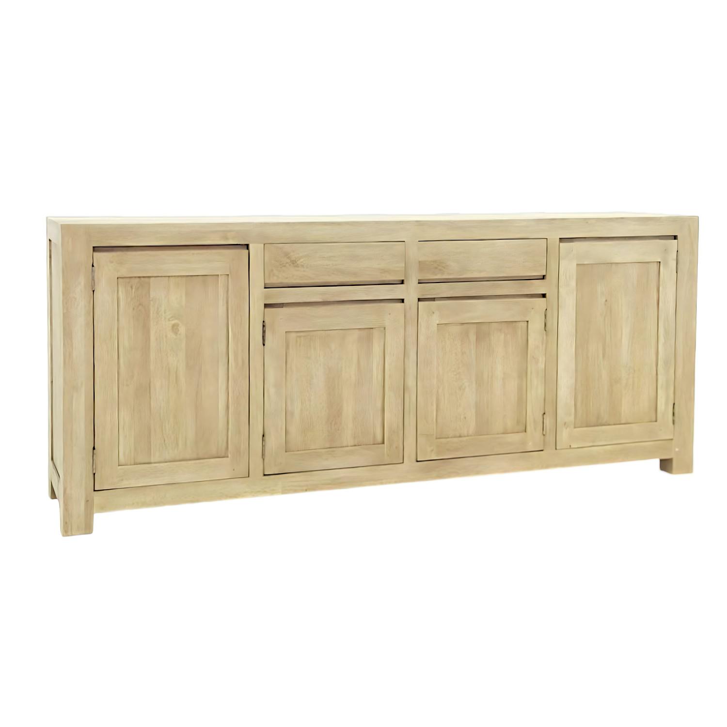 Bahut enfilade moderne exotique hévéa 4 portes 200cm OLGA