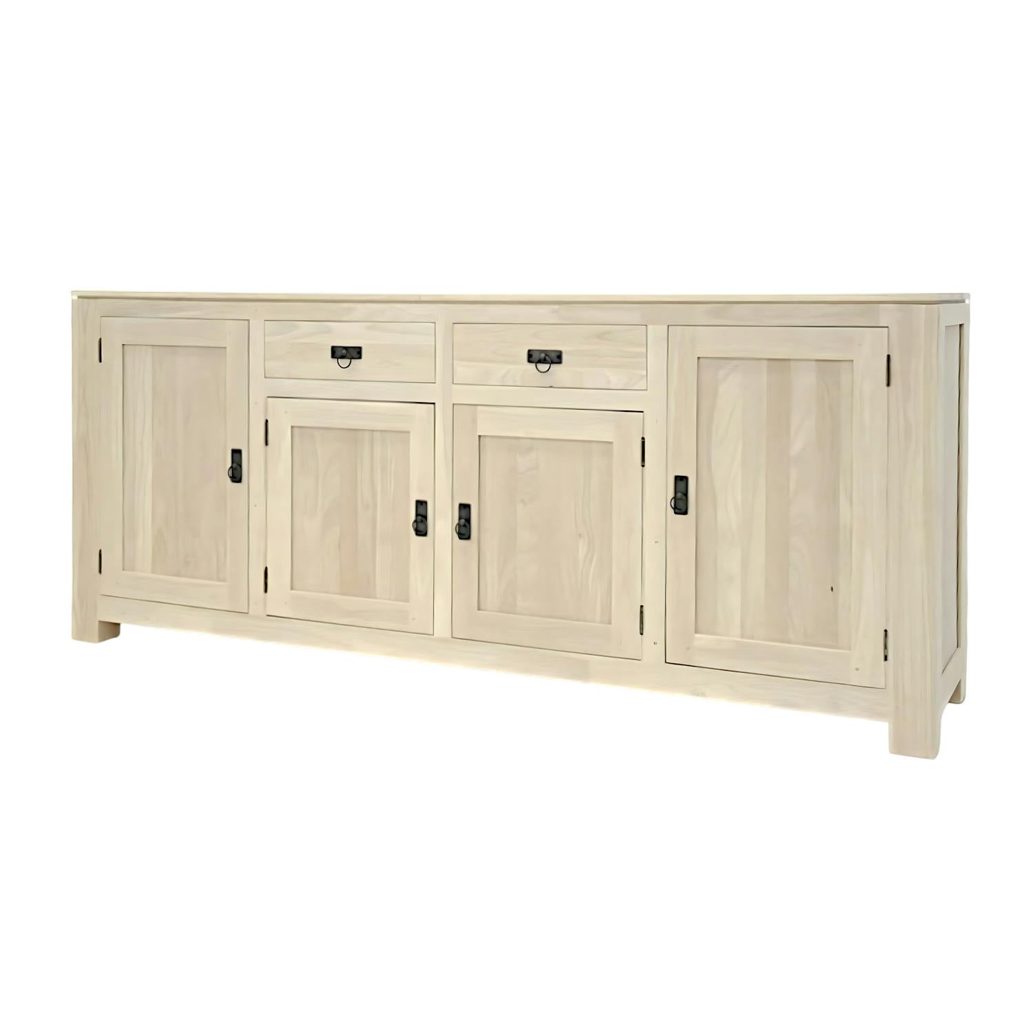 Bahut enfilade moderne exotique hévéa 4 portes 200cm OLGA