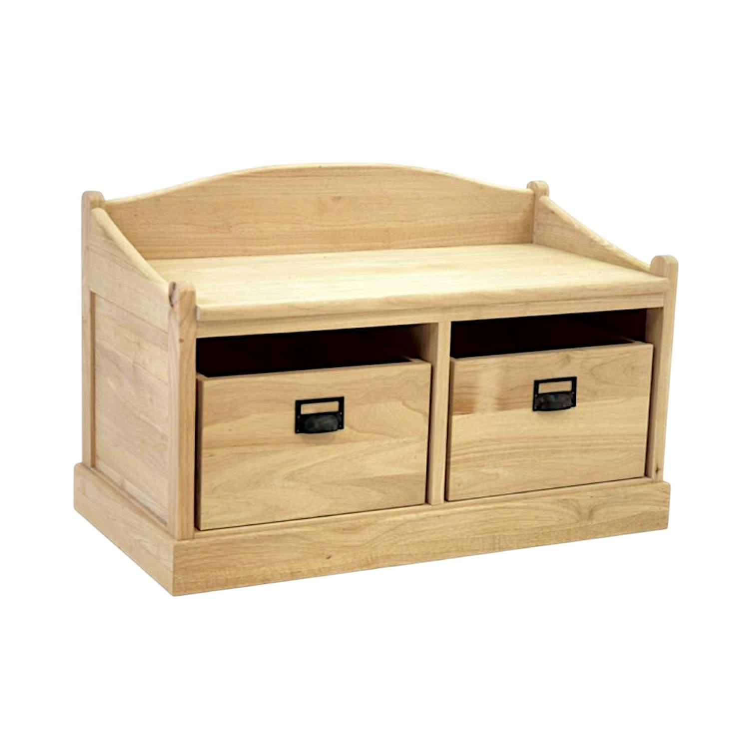 Banc de rangement en hévéa - Style campagne