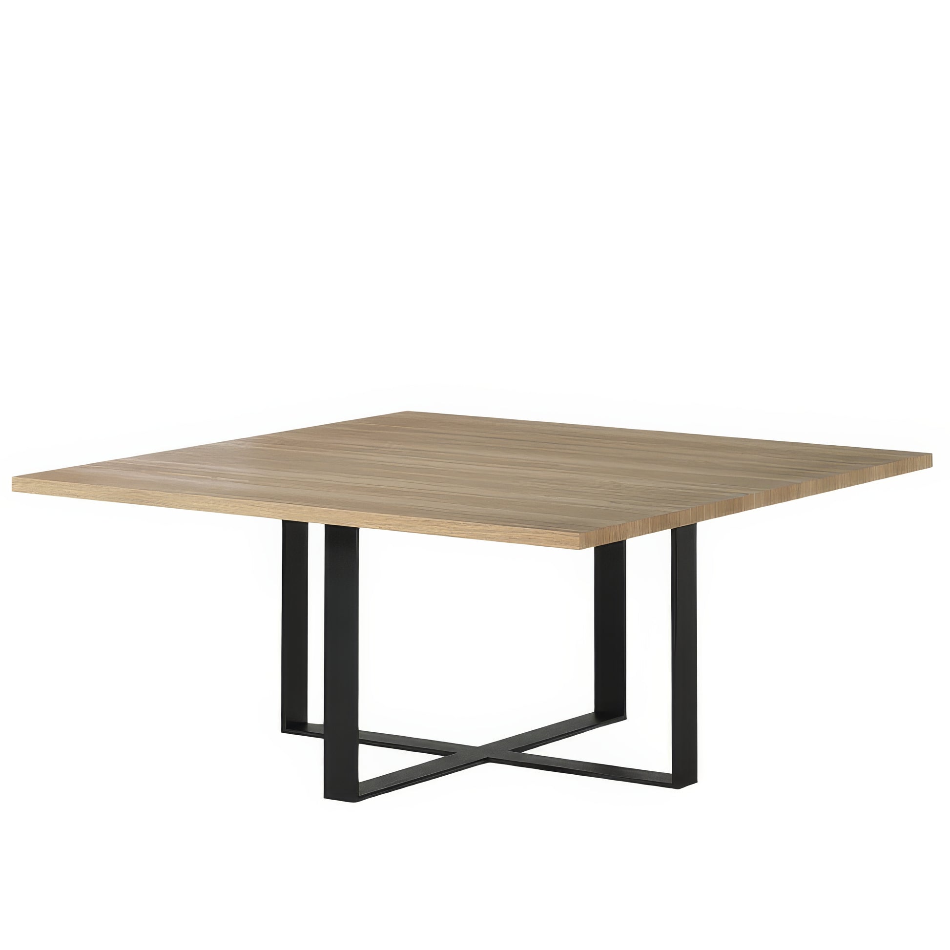 Table Carrée Chêne Massif Piètement Métal Noir | Chêne LIGNART