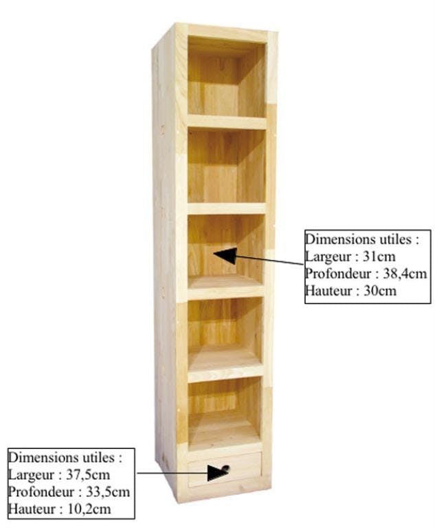 Bibliothèque colonne hévéa H196cm TESSA