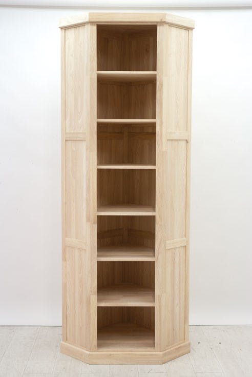 Bibliothèque d'Angle Élégante en Bois Massif | LIGNART