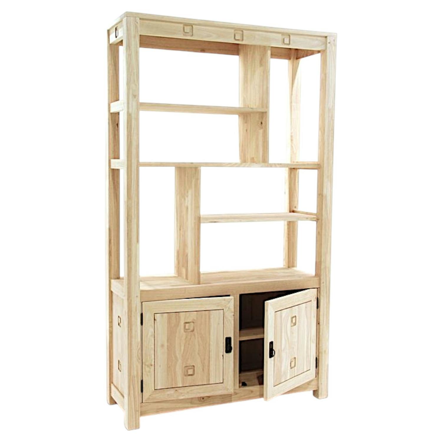 Bibliothèque destructurée hévéa 2 portes 110x190cm TESSA