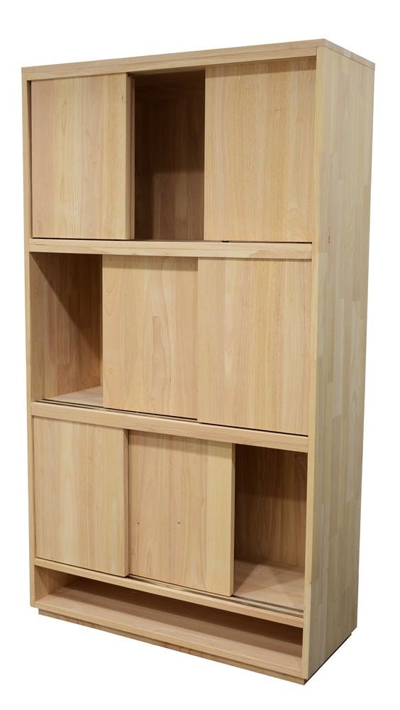 Bibliothèque à Portes Coulissantes en Bois Massif | LIGNART
