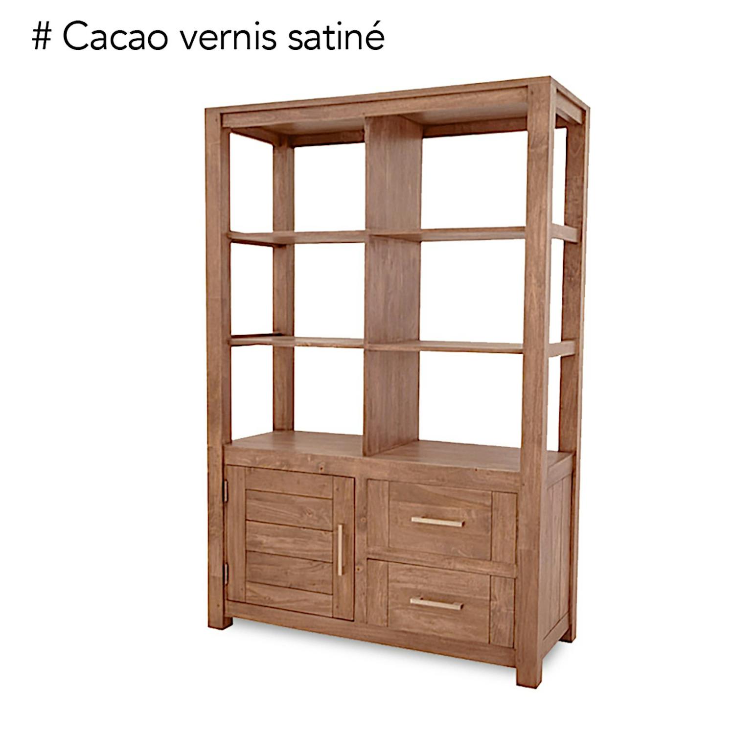 Bibliothèque moderne bois hévéa 110x165cm ATTAN