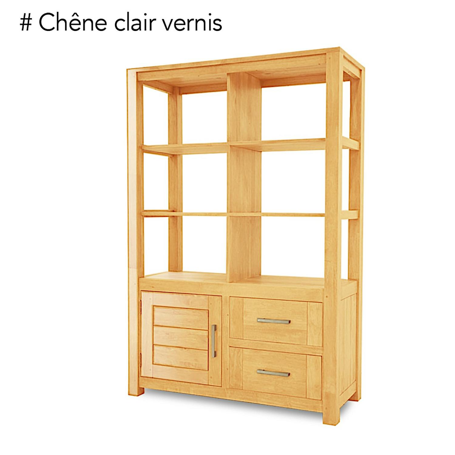Bibliothèque moderne bois hévéa 110x165cm ATTAN